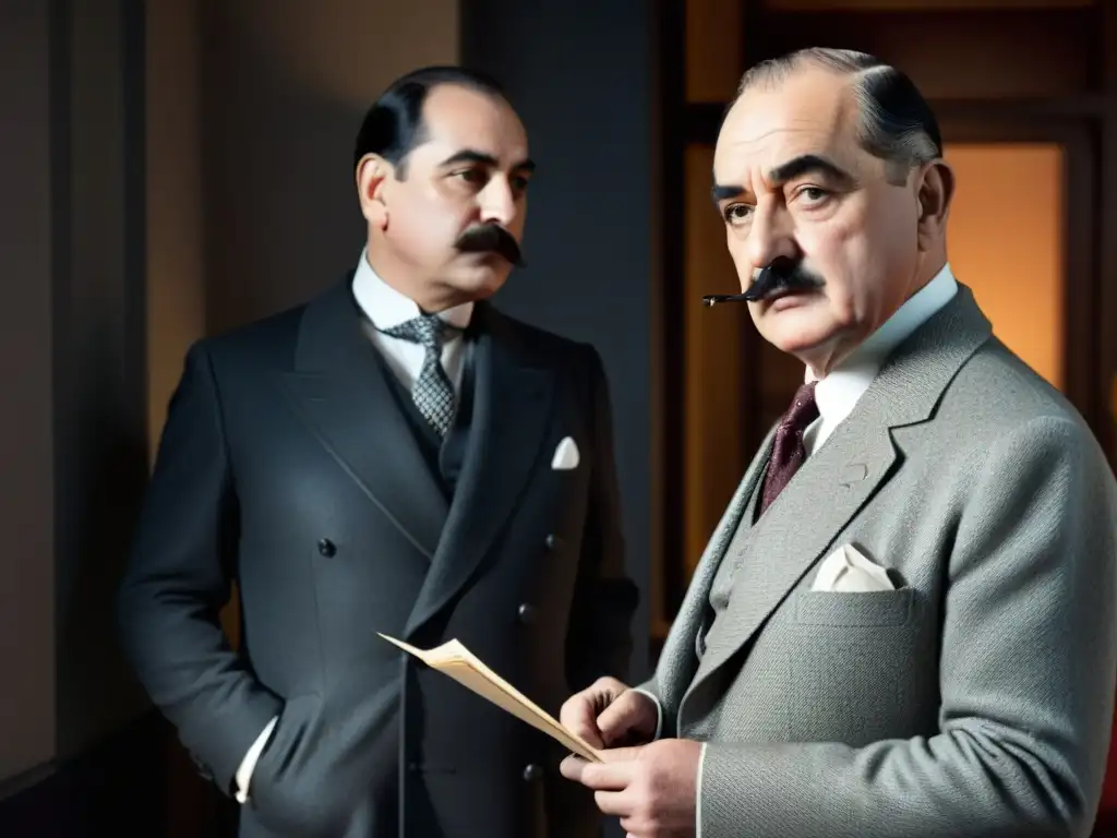 Comparación en blanco y negro entre Poirot y Blanc, en un homenaje a 'Knives Out' y Agatha Christie