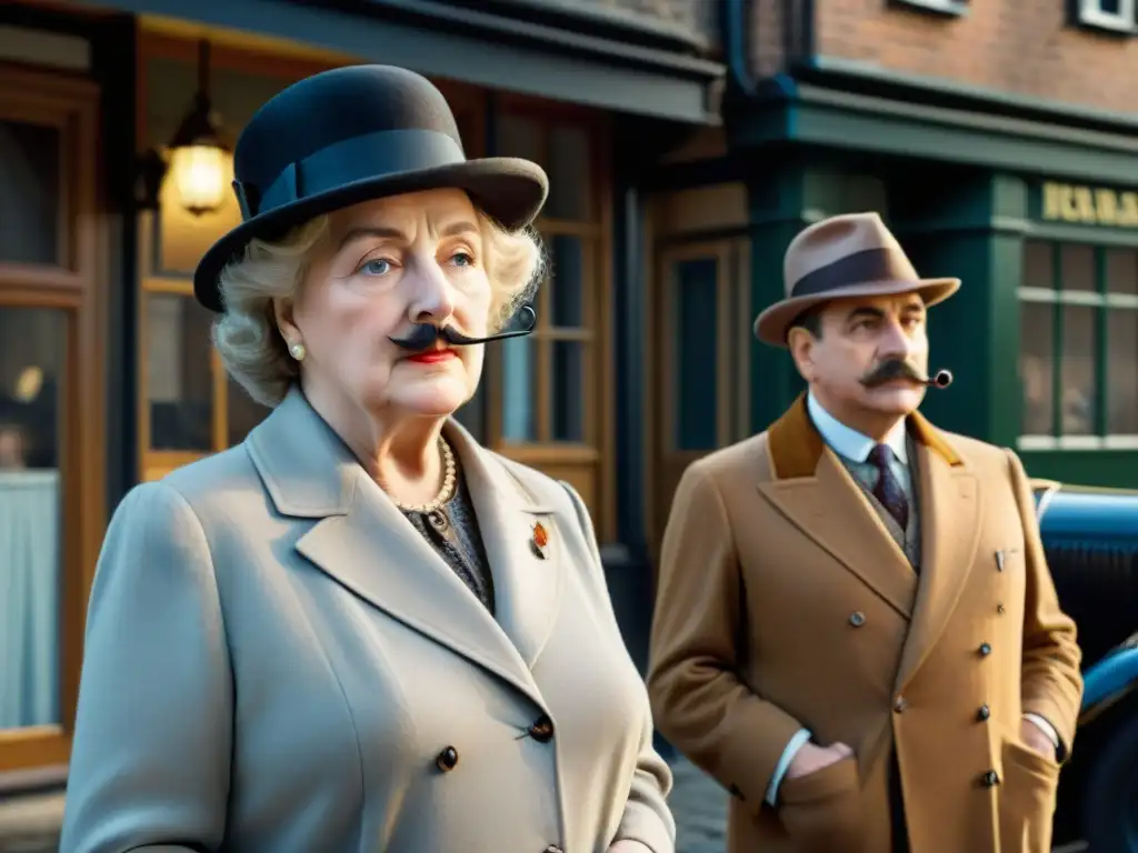 Comparativa detectives Agatha Christie: Poirot y Marple en intrigante contraste, estilo film noir