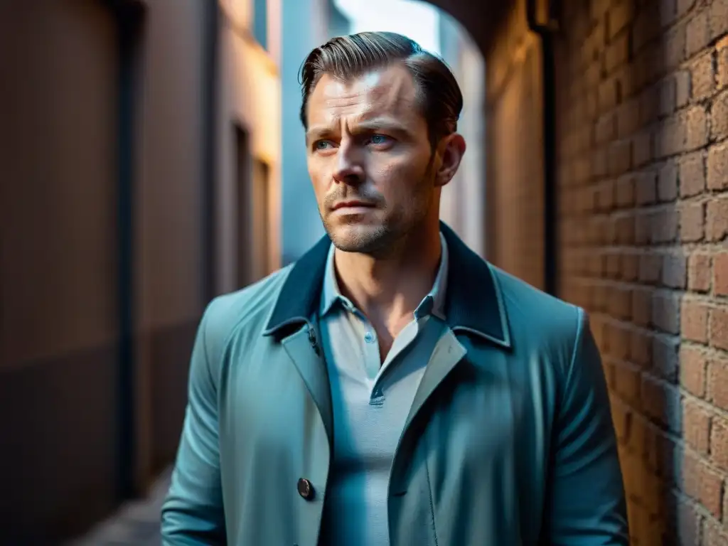 La intensidad del detective escandinavo se refleja en su mirada, entre luces y sombras