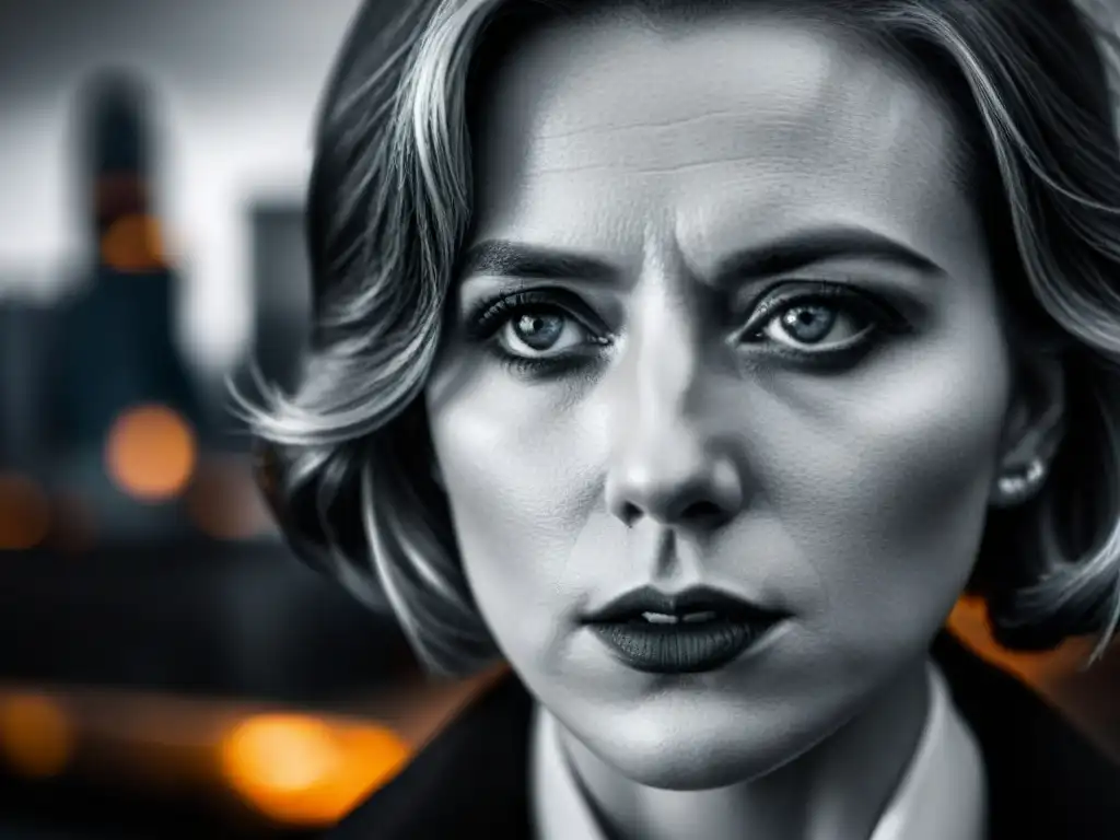 Mirada intensa de Sarah Linden, detective de 'The Killing', reflejando determinación y conflicto interno