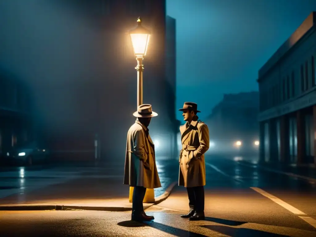 Un misterioso personaje bajo la luz de la farola en una ciudad desolada, evocando un resurgimiento thriller nórdico en América