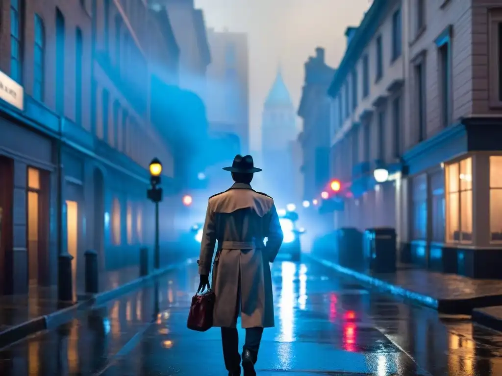 Una noche sombría en un callejón, iluminado por una solitaria farola titilante