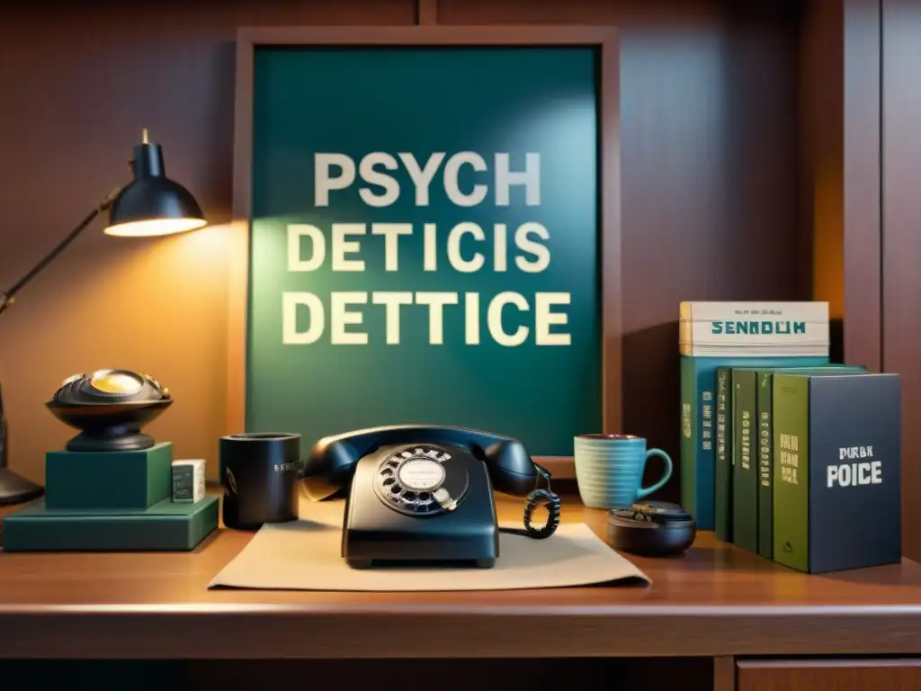 Oficina del detective con merchandising de la serie de televisión 'Psych', misterio y intriga