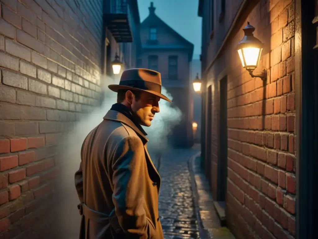 En la oscuridad de un callejón, la figura misteriosa en sombras, creando villanos en detectives
