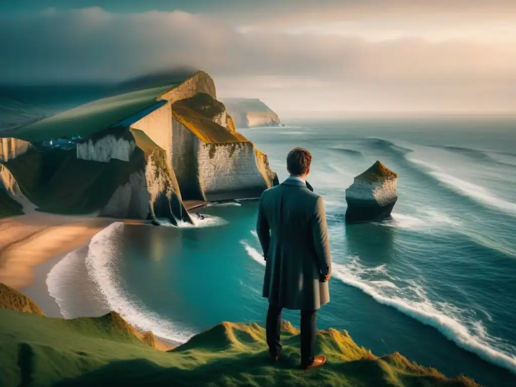 Un paisaje misterioso en 'Broadchurch': acantilados icónicos, niebla, silueta solitaria