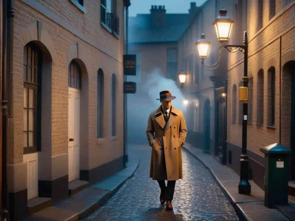 Redefinición del misterio en 'Broadchurch': figura solitaria bajo la luz de la farola en un callejón sombrío, humo de cigarrillo en el aire