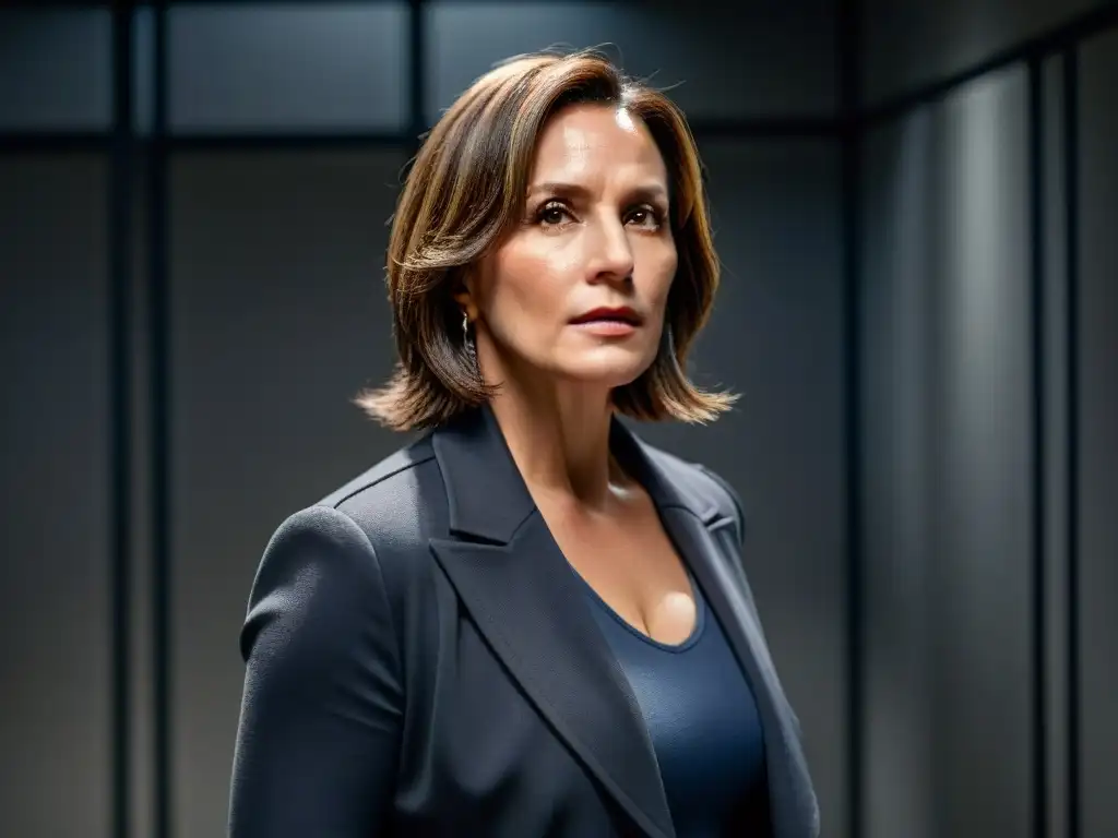 Olivia Benson en una sala de interrogatorio, reflejando determinación y vulnerabilidad