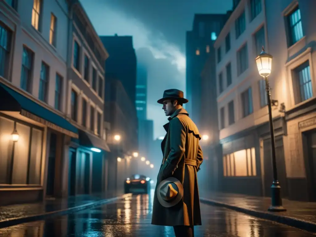 En la serie detectives de Starz análisis, un misterioso personaje observa la ciudad en una noche lluviosa y sombría